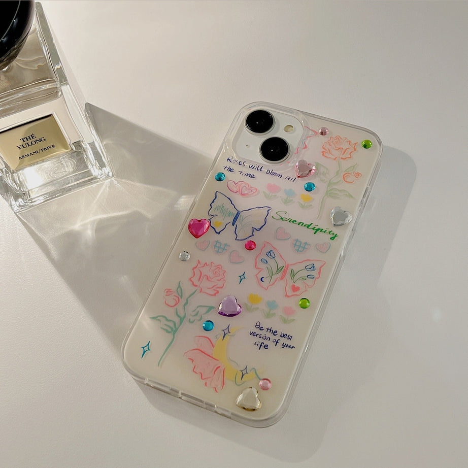 Y2k Glitter Heart iPhone Case