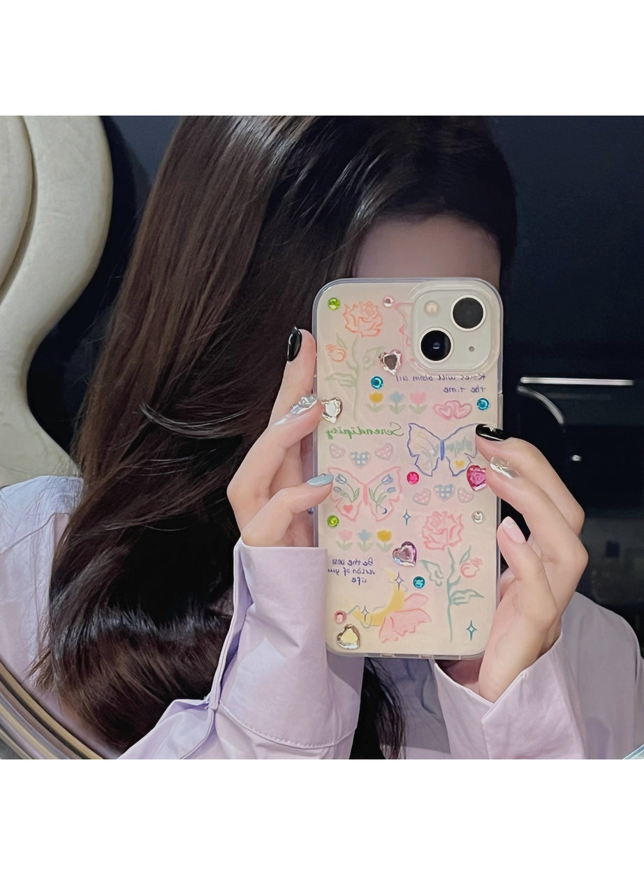 Y2k Glitter Heart iPhone Case