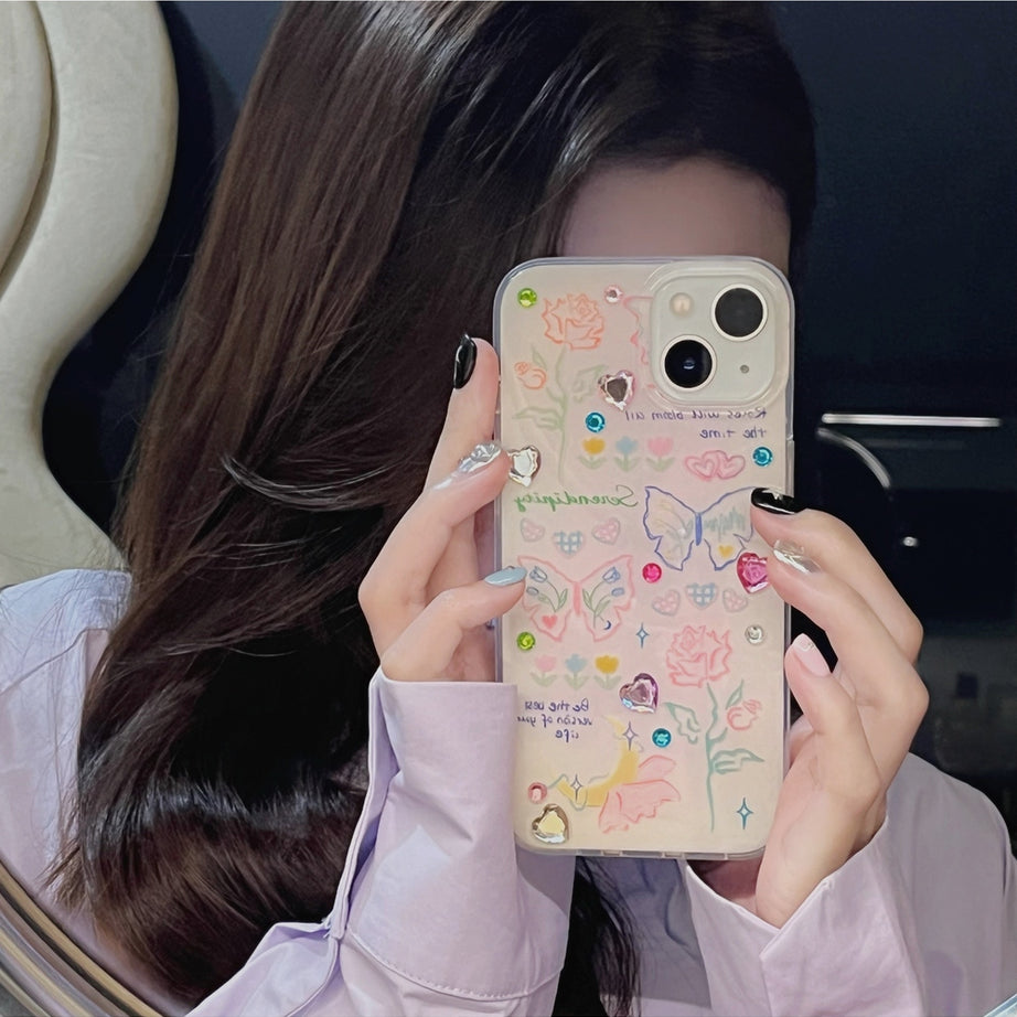 Y2k Glitter Heart iPhone Case