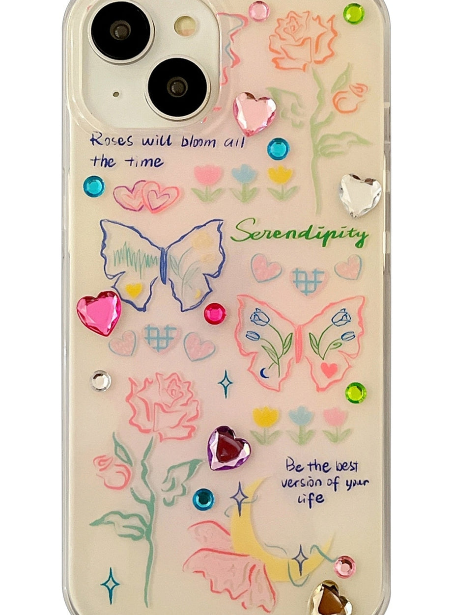 Y2k Glitter Heart iPhone Case