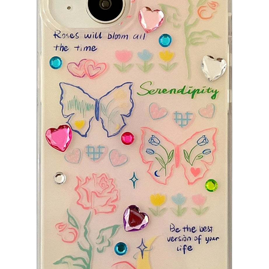 Y2k Glitter Heart iPhone Case