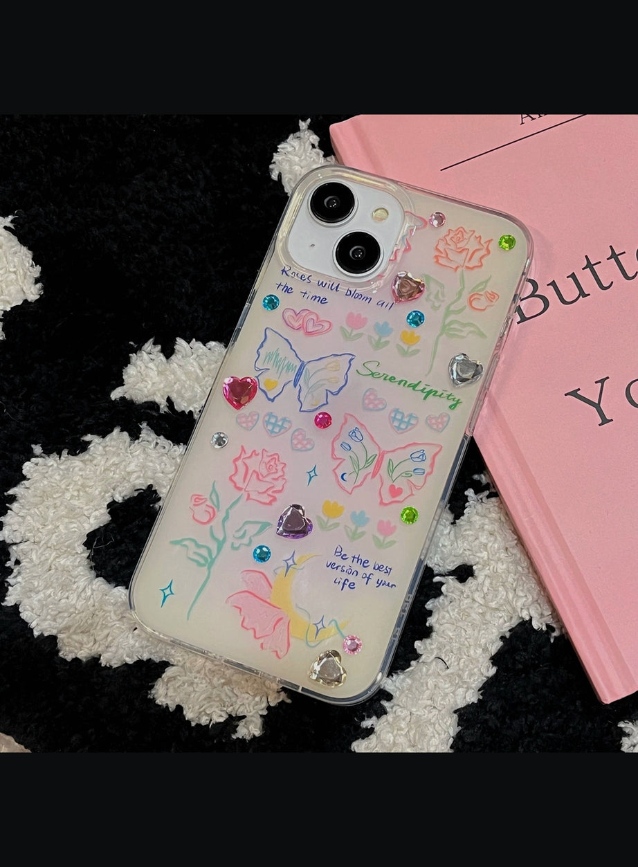 Y2k Glitter Heart iPhone Case