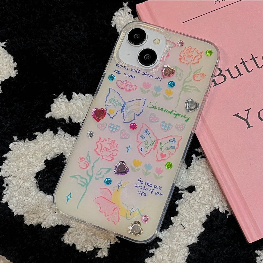 Y2k Glitter Heart iPhone Case