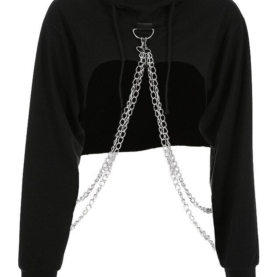 Y2k Goth crop hoodie