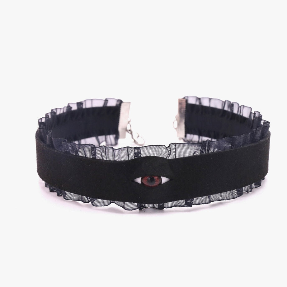 Y2k Goth Eyes Lace Choker