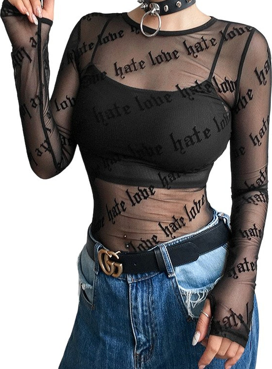 Y2k Goth Grunge Mesh T-Shirt