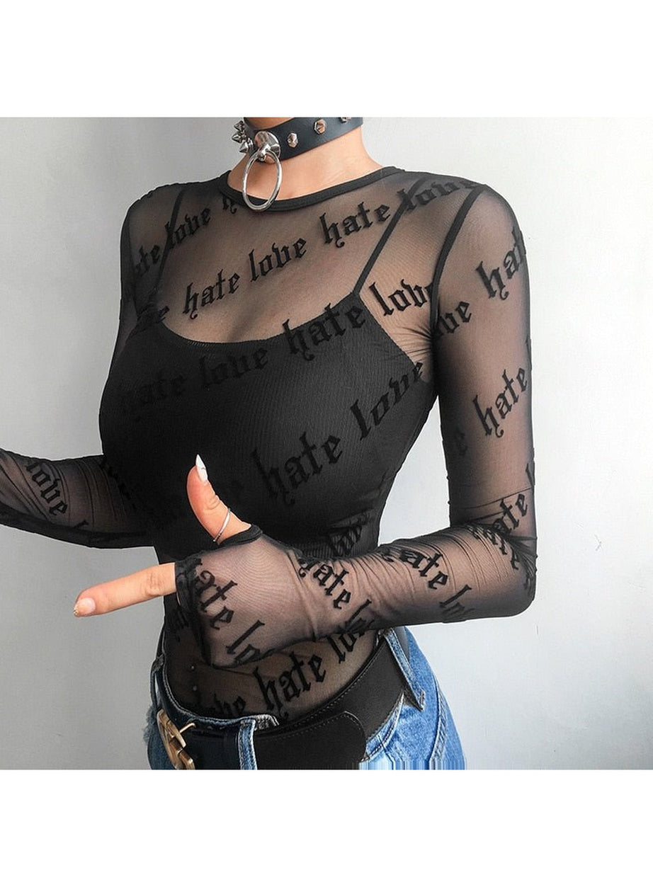 Y2k Goth Grunge Mesh T-Shirt
