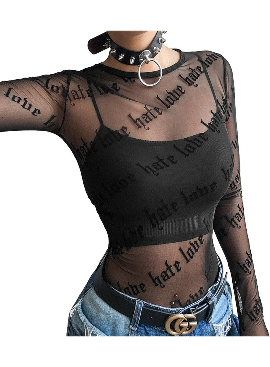 Y2k Goth Grunge Mesh T-Shirt