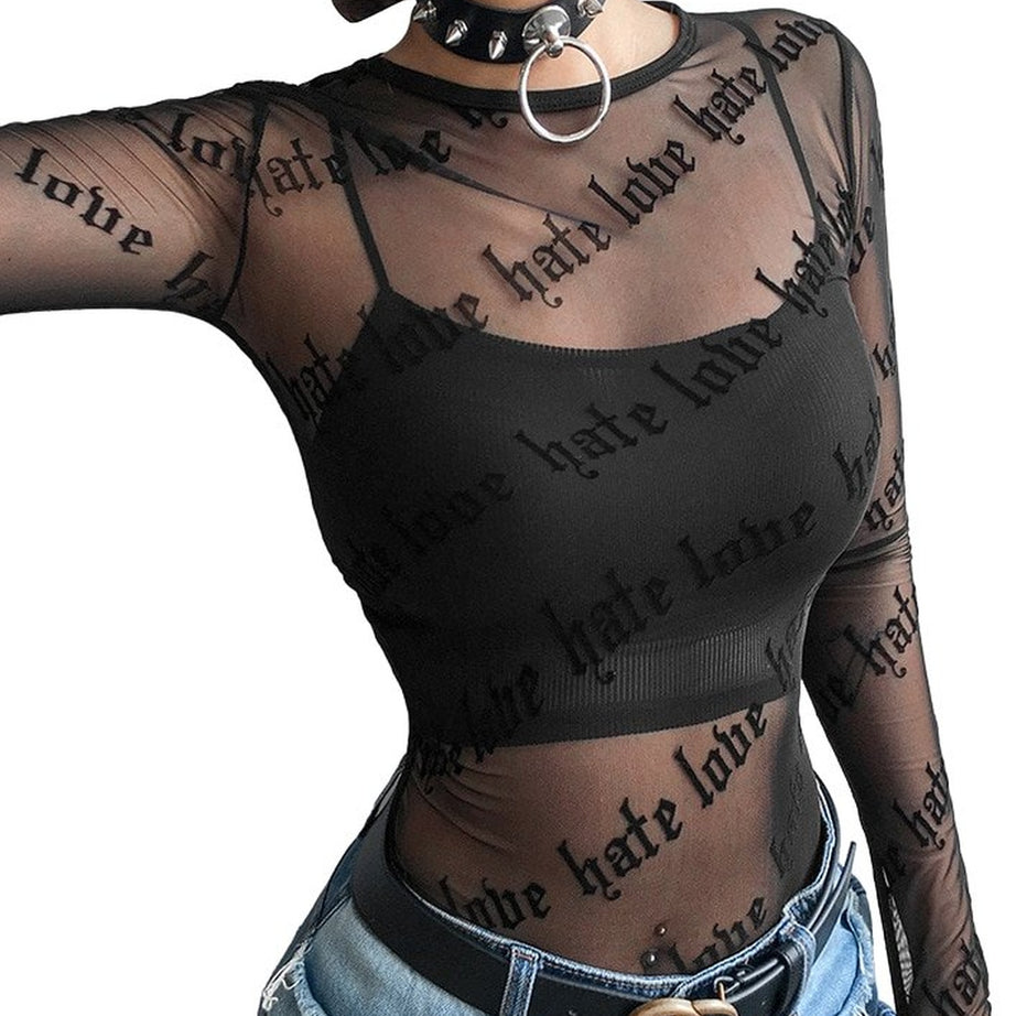 Y2k Goth Grunge Mesh T-Shirt