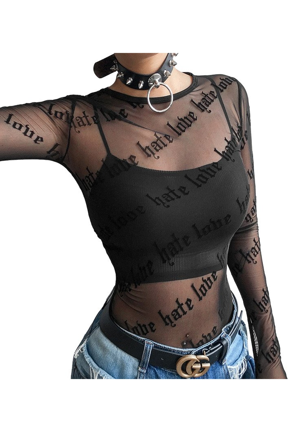 Y2k Goth Grunge Mesh T-Shirt