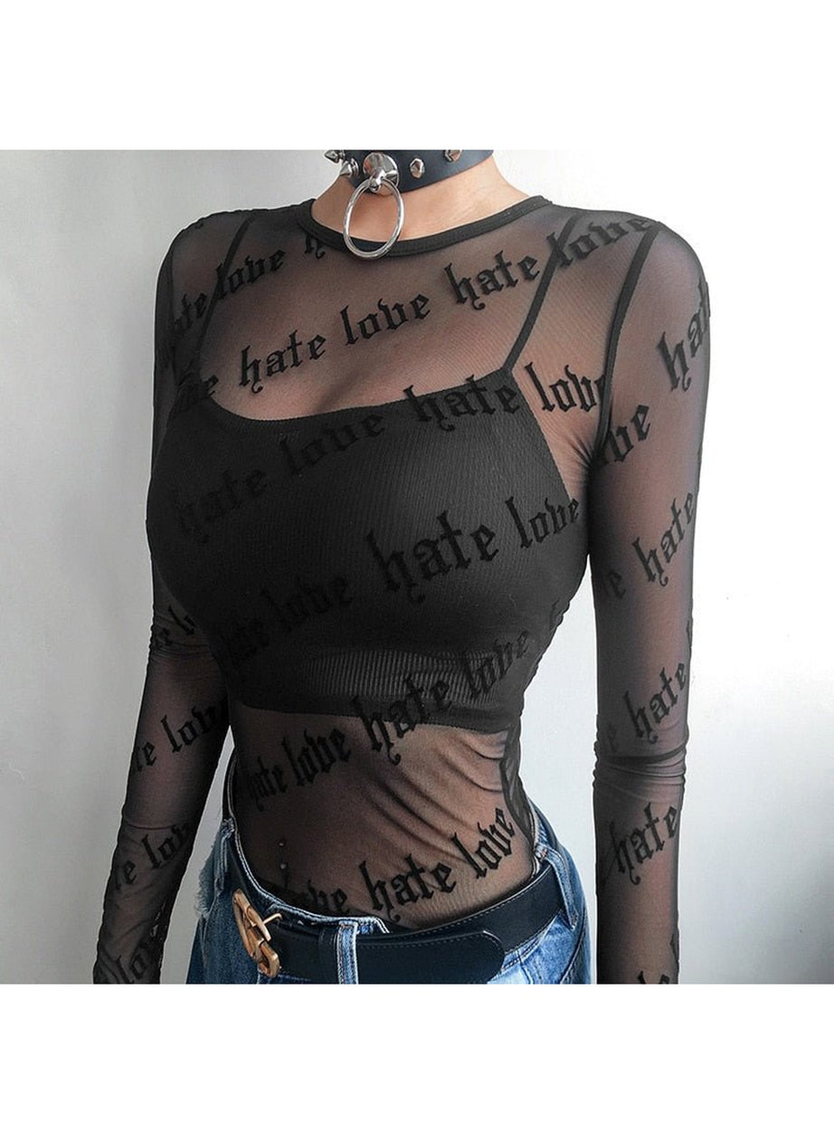 Y2k Goth Grunge Mesh T-Shirt