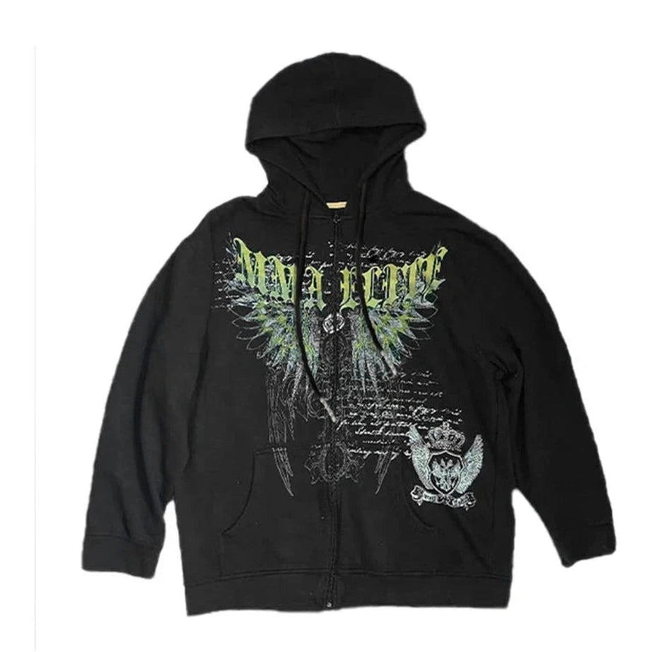 Y2k Goth Grunge Zip Hoodie