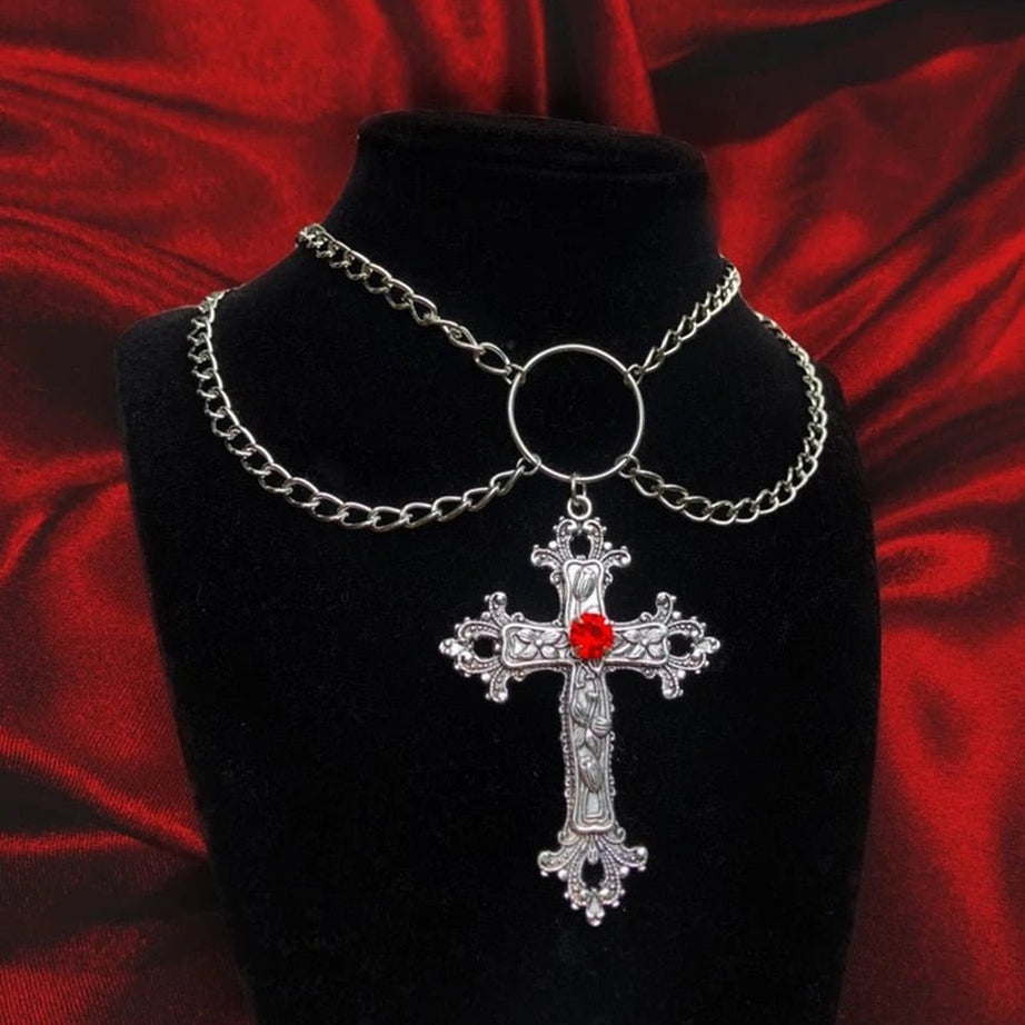 Y2k Goth Hyperbole Cross Necklace