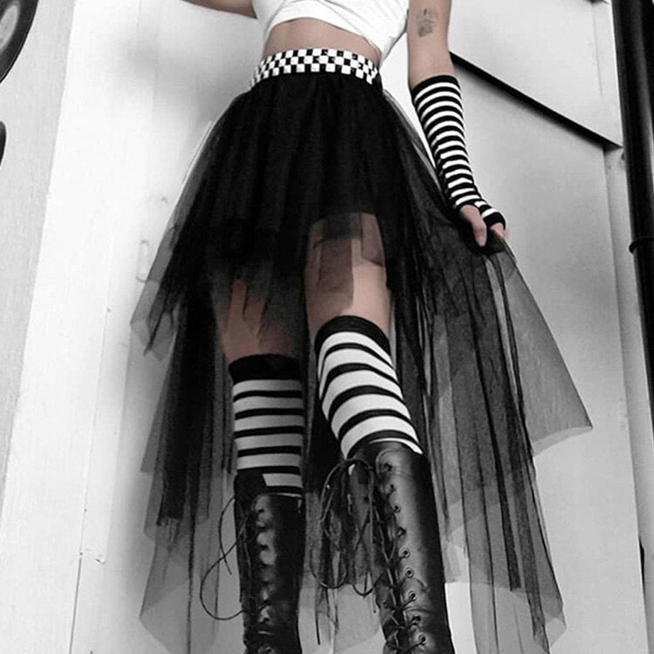 Y2k Goth Mesh Skirt