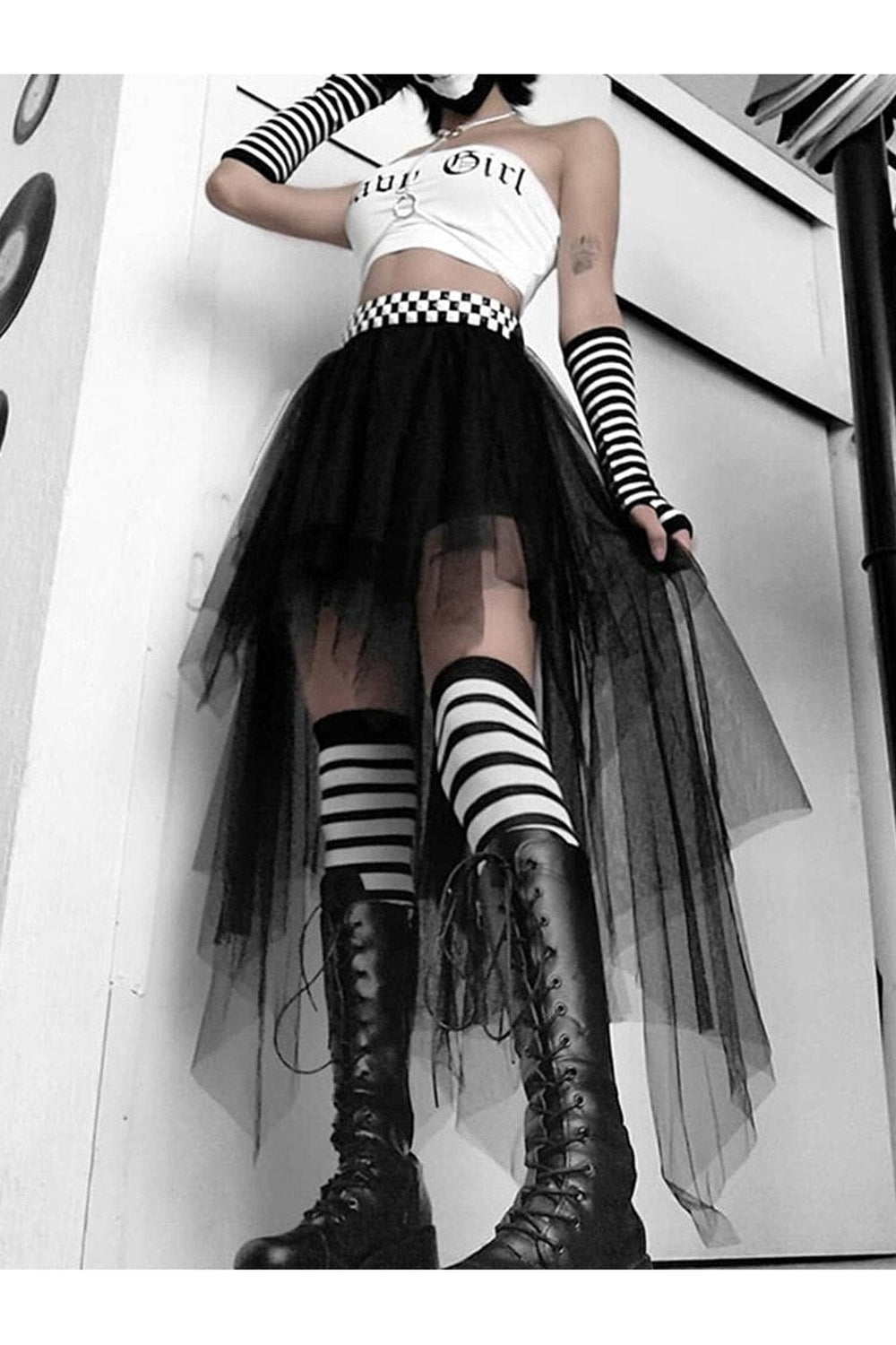 Y2k Goth Mesh Skirt