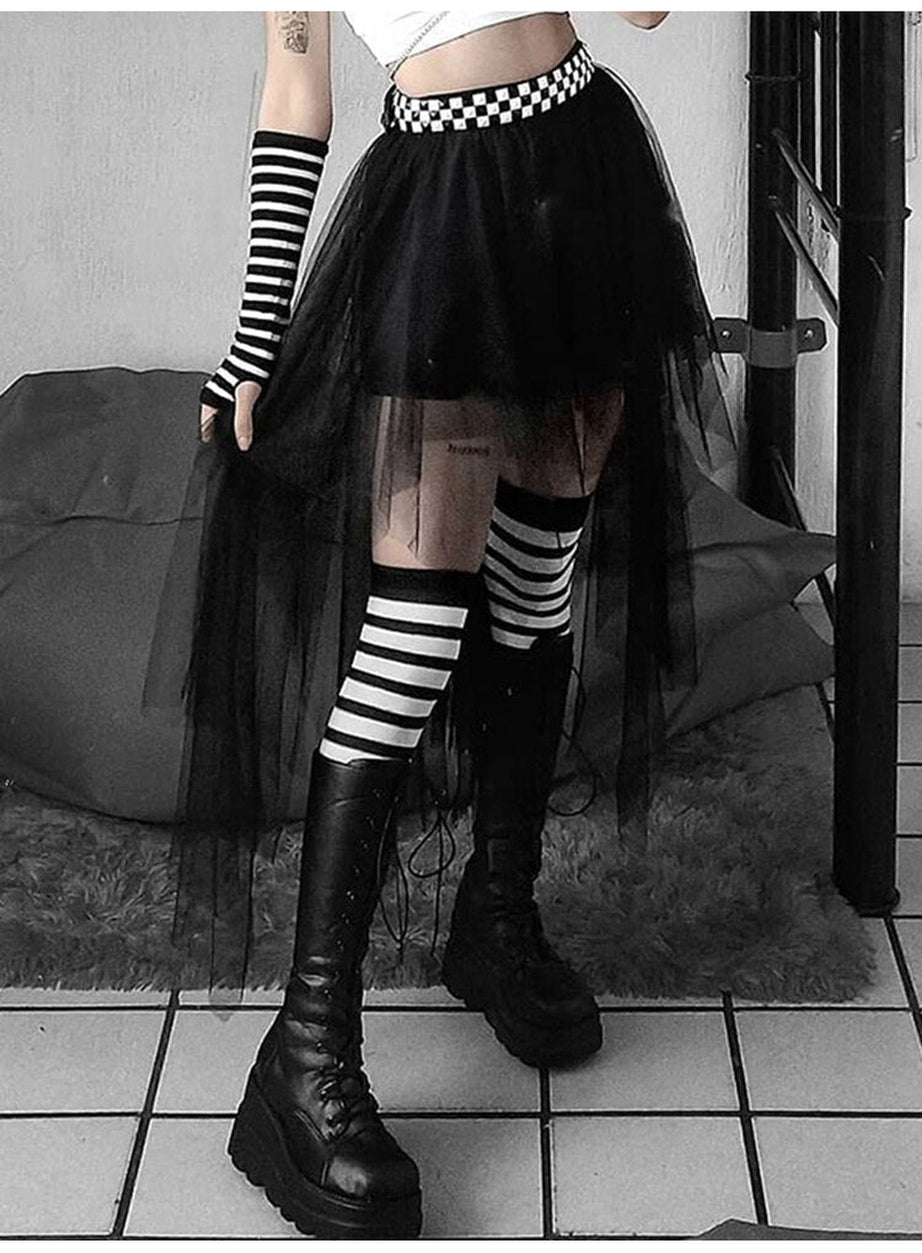 Y2k Goth Mesh Skirt