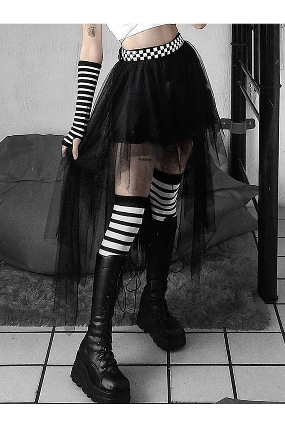 Y2k Goth Mesh Skirt