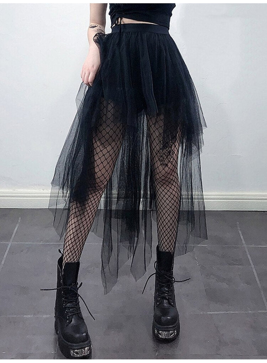 Y2k Goth Mesh Skirt