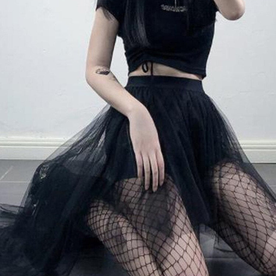 Y2k Goth Mesh Skirt
