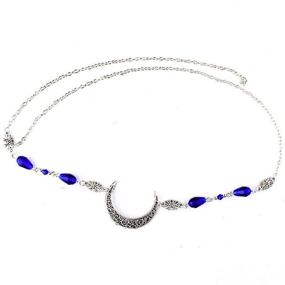 Y2k Goth Moon Pattern Head Chain