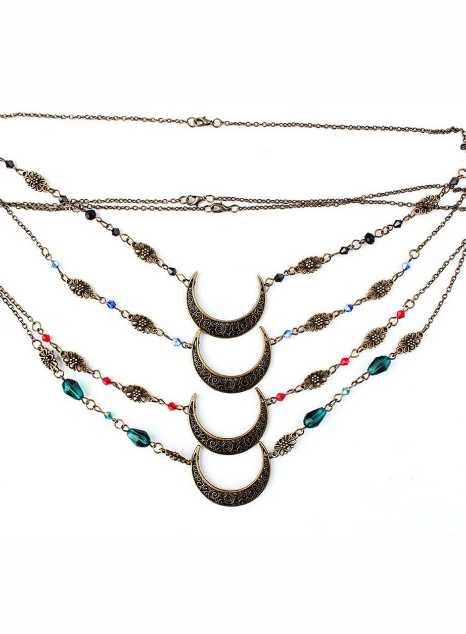 Y2k Goth Moon Pattern Head Chain