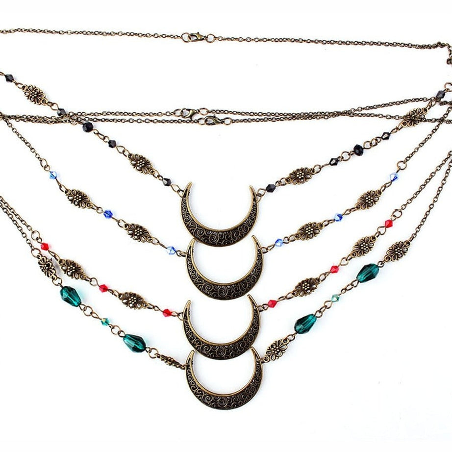 Y2k Goth Moon Pattern Head Chain