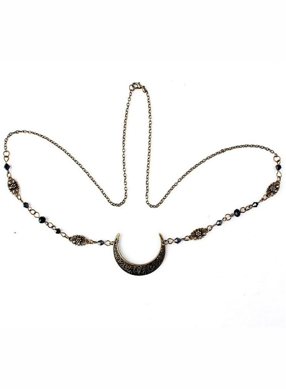 Y2k Goth Moon Pattern Head Chain