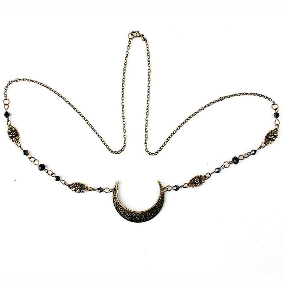 Y2k Goth Moon Pattern Head Chain