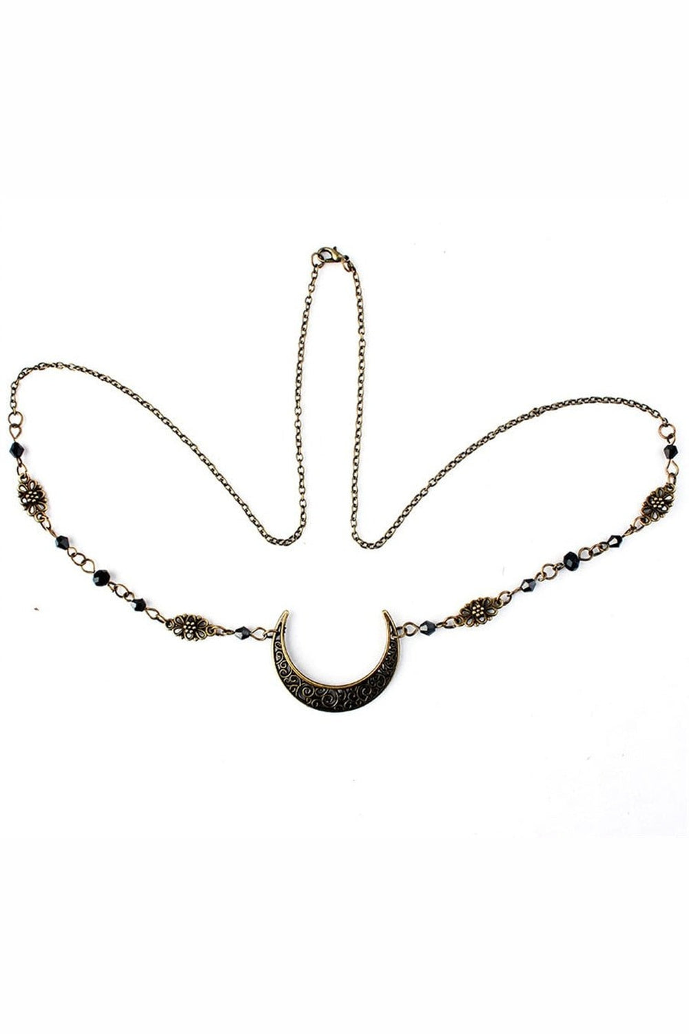 Y2k Goth Moon Pattern Head Chain