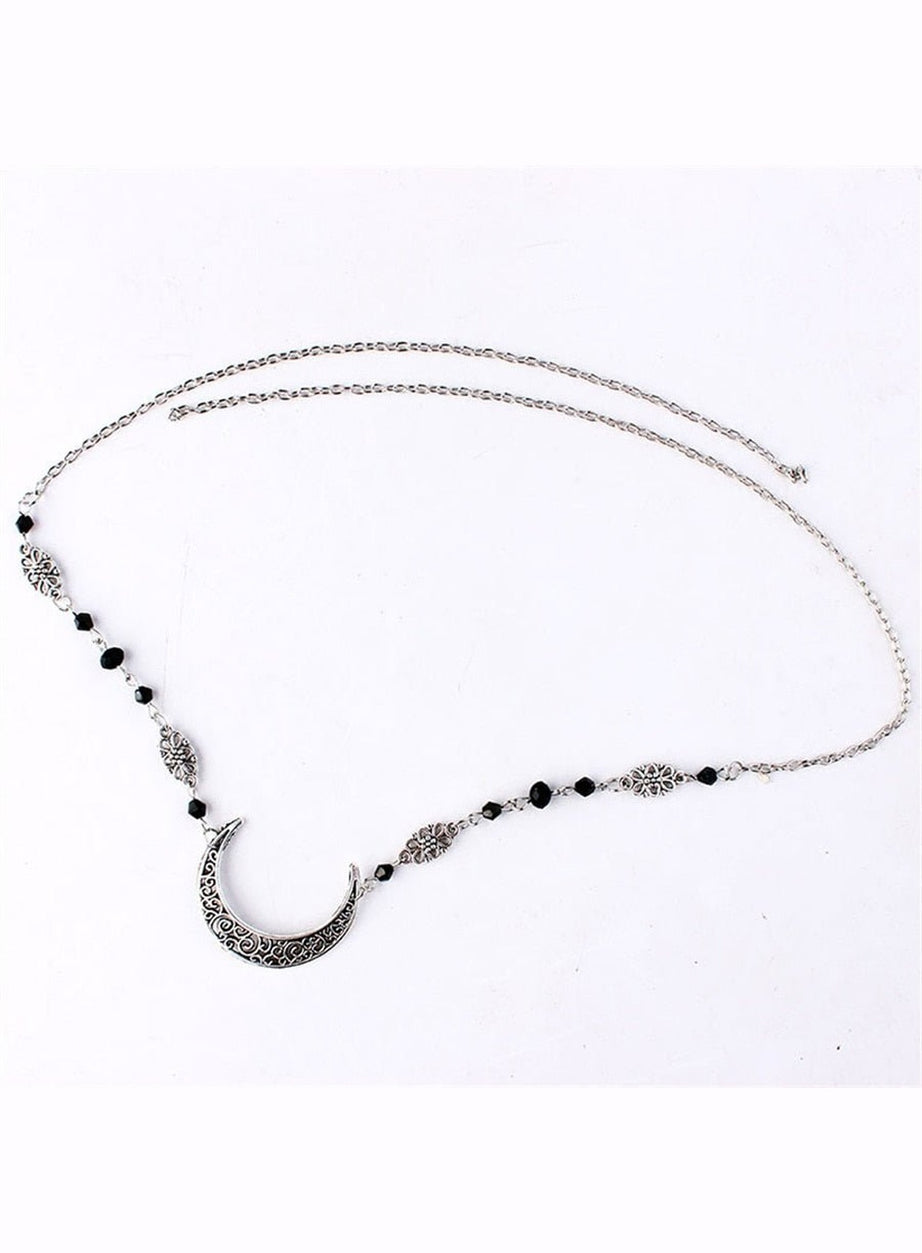 Y2k Goth Moon Pattern Head Chain