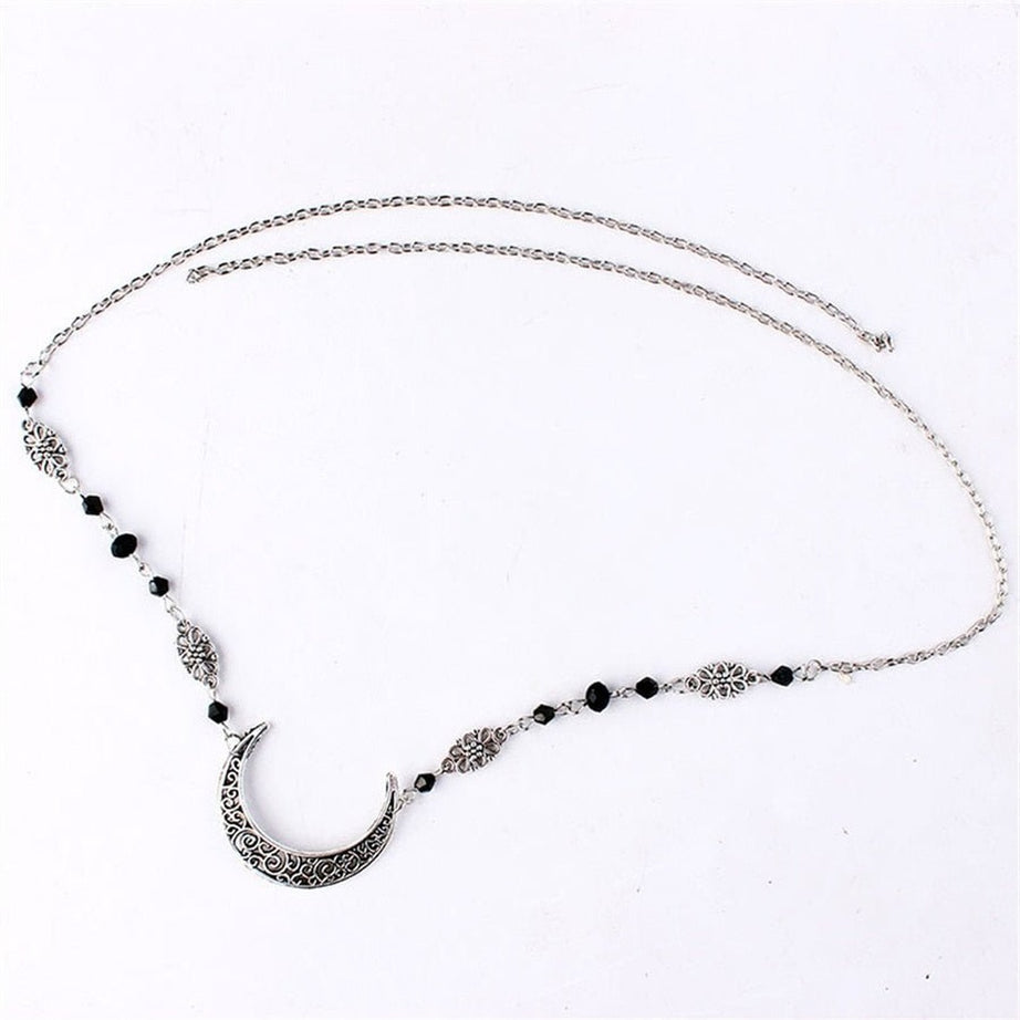 Y2k Goth Moon Pattern Head Chain