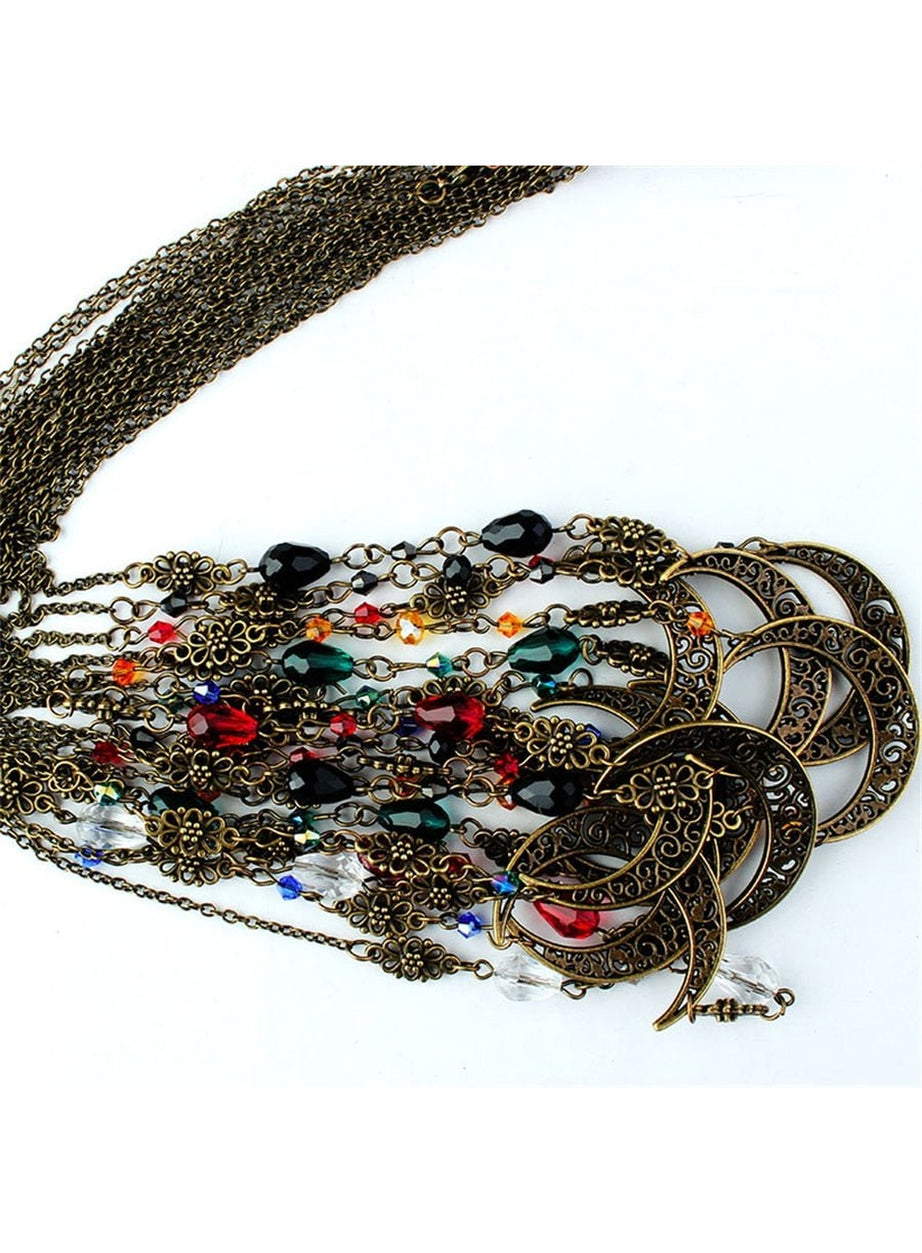 Y2k Goth Moon Pattern Head Chain