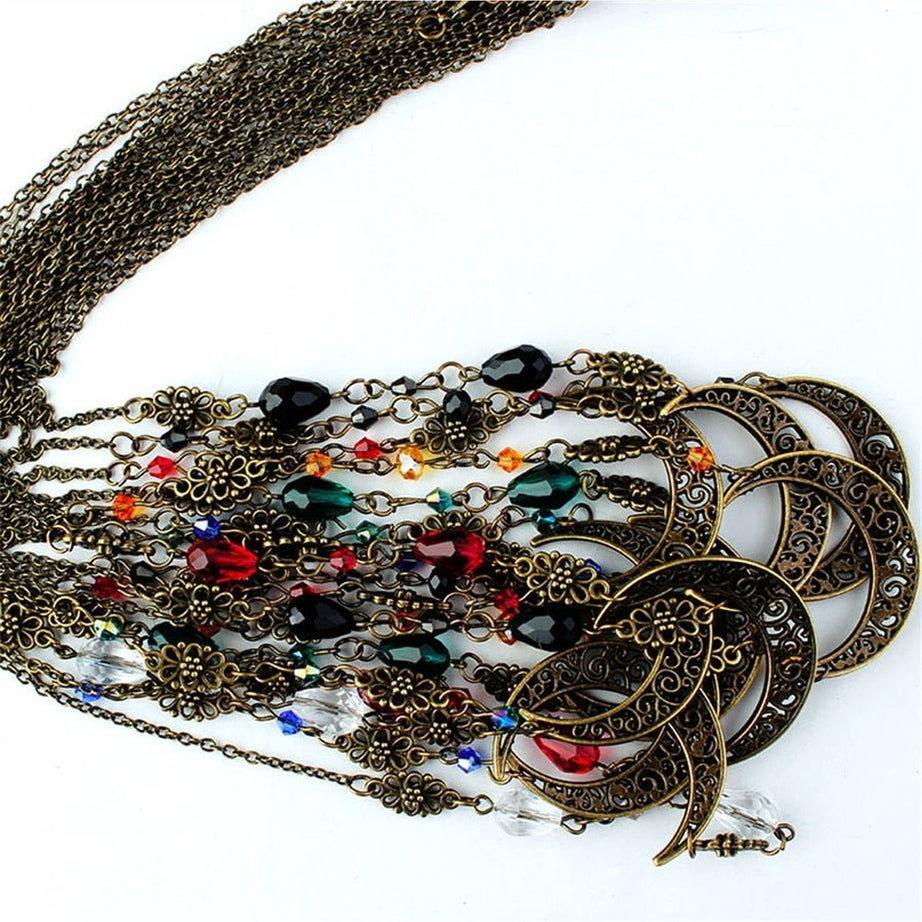 Y2k Goth Moon Pattern Head Chain