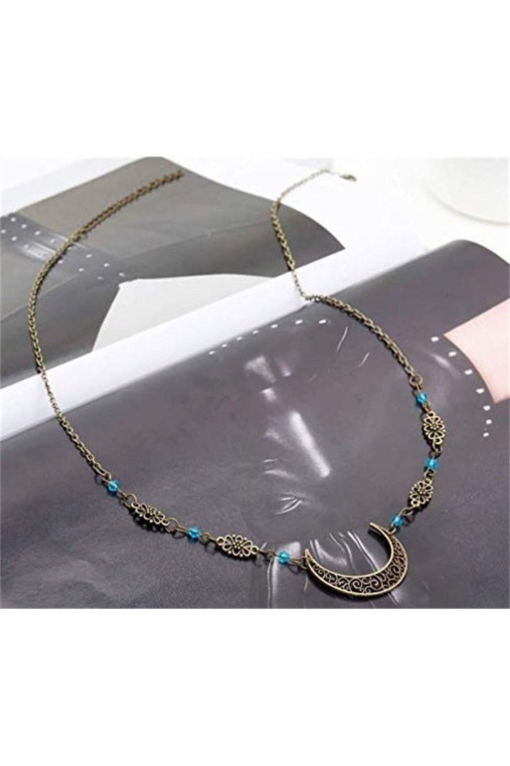 Y2k Goth Moon Pattern Head Chain