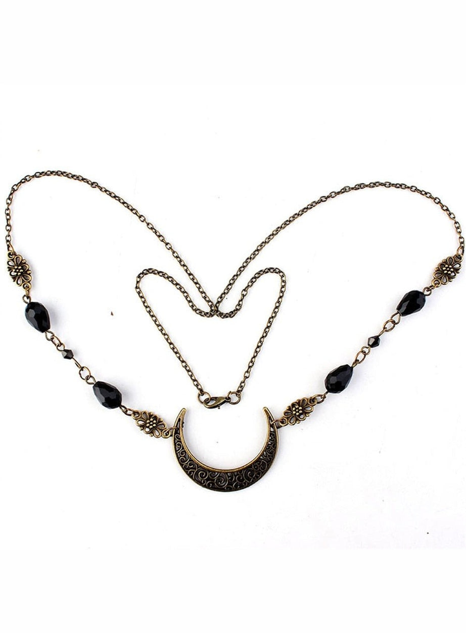 Y2k Goth Moon Pattern Head Chain