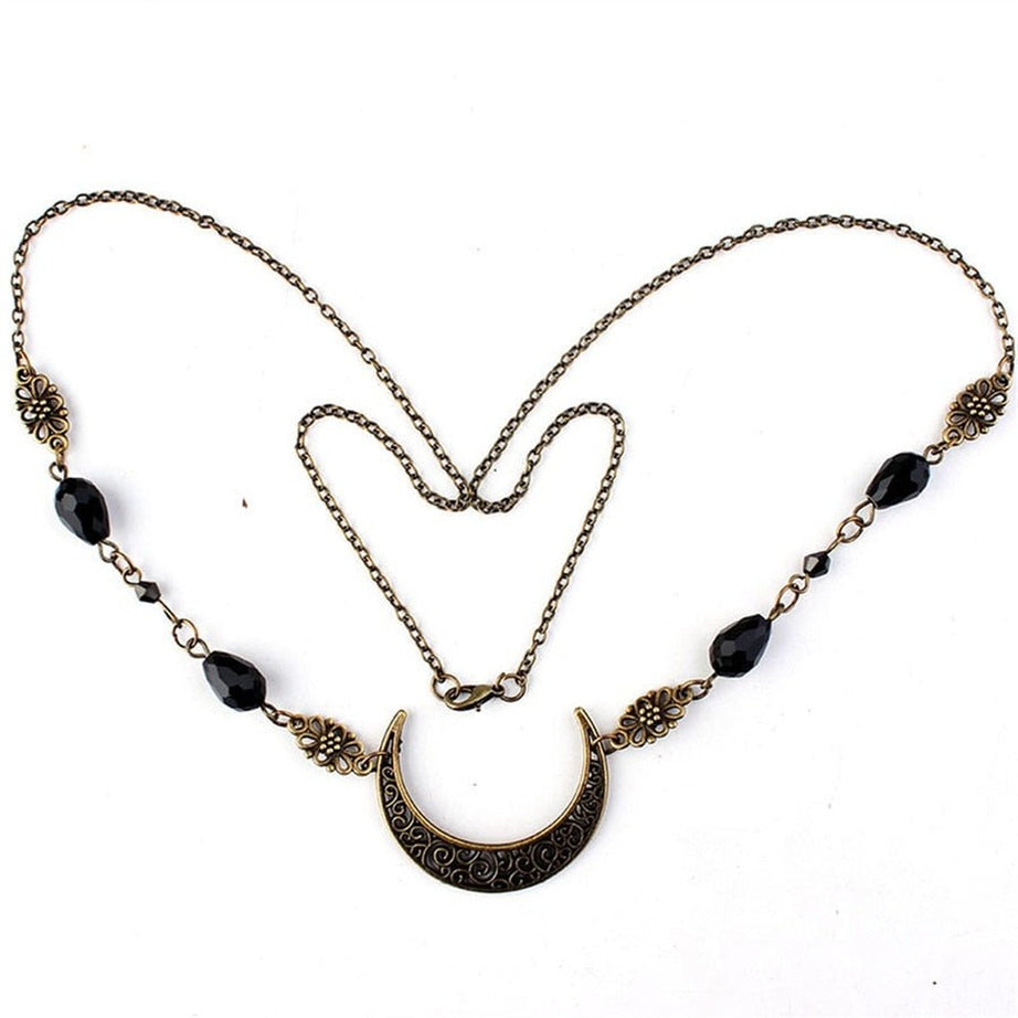 Y2k Goth Moon Pattern Head Chain