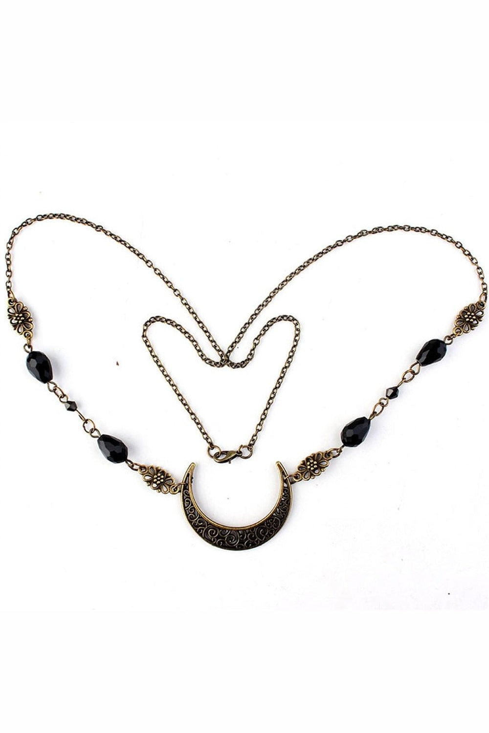Y2k Goth Moon Pattern Head Chain
