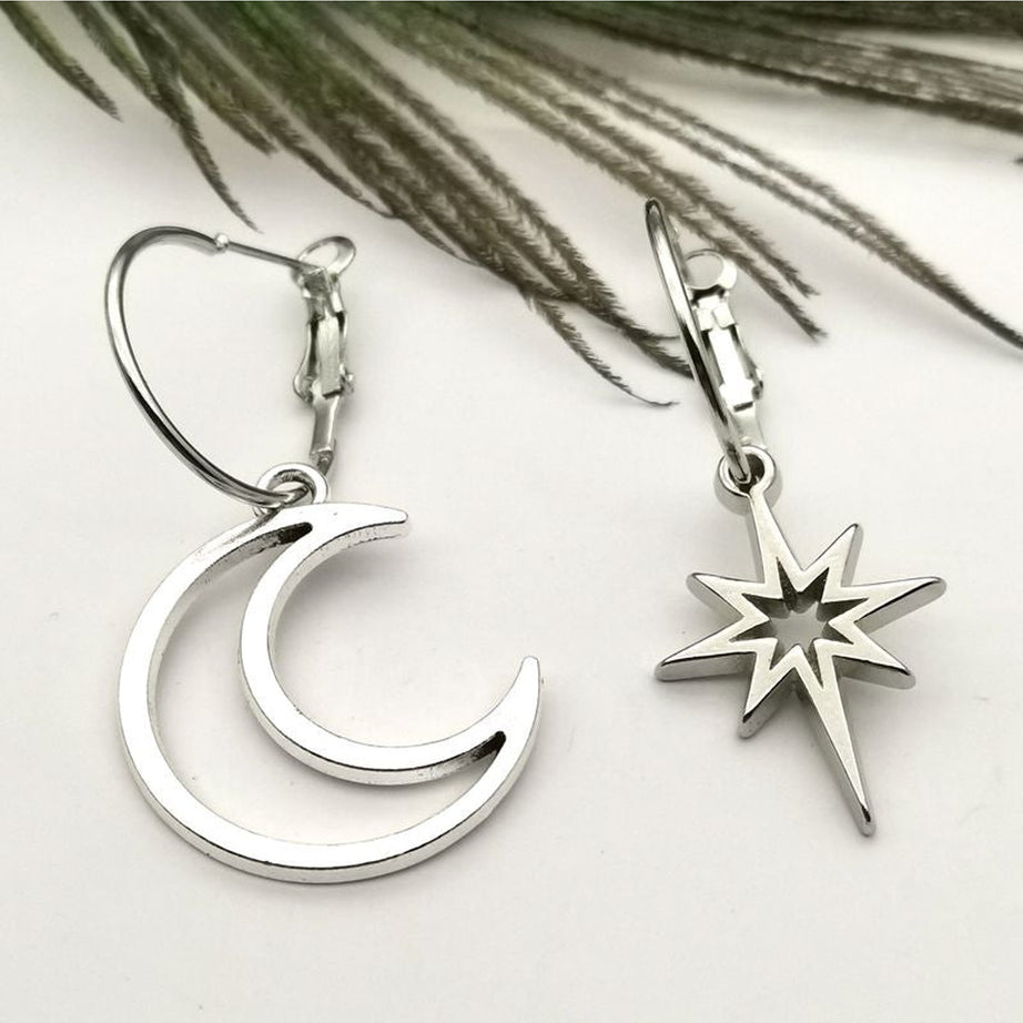 Y2k Goth Moons Stars Charm Earrings
