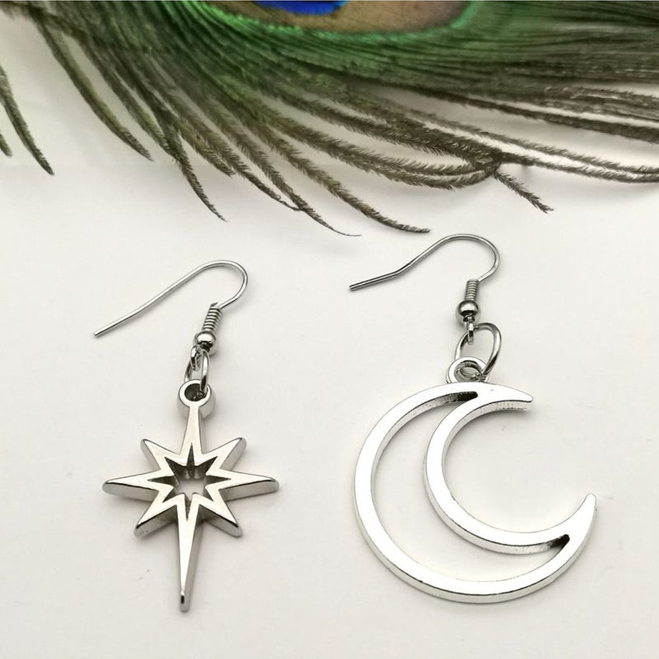 Y2k Goth Moons Stars Charm Earrings