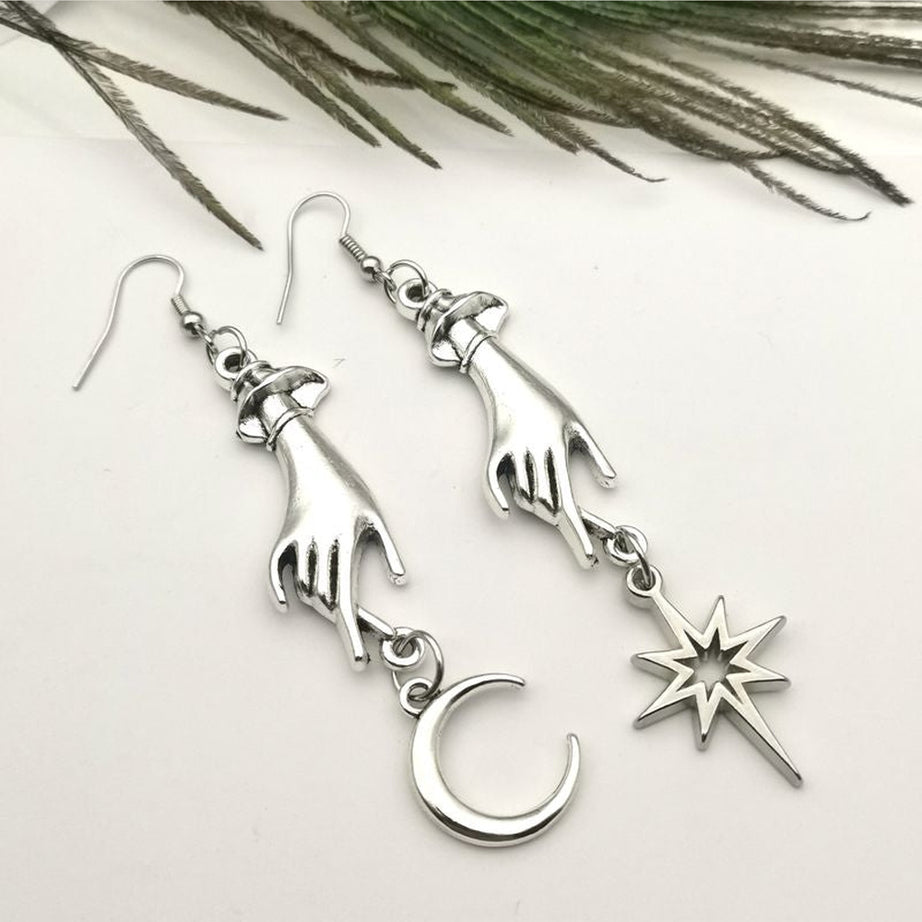 Y2k Goth Moons Stars Charm Earrings