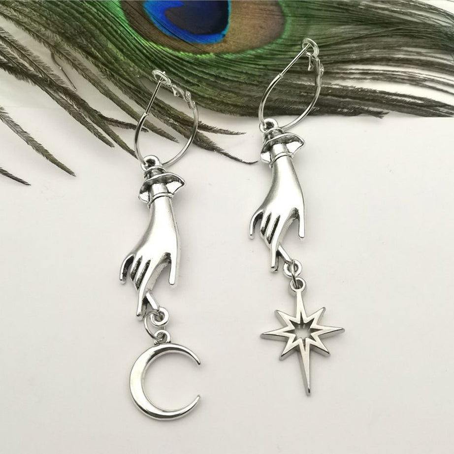 Y2k Goth Moons Stars Charm Earrings