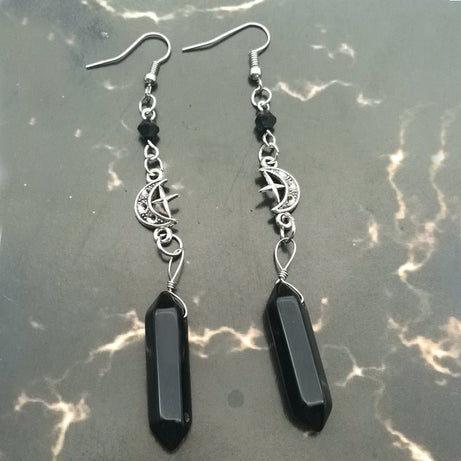 Goth Mysterious Crystal Earrings - Earrings