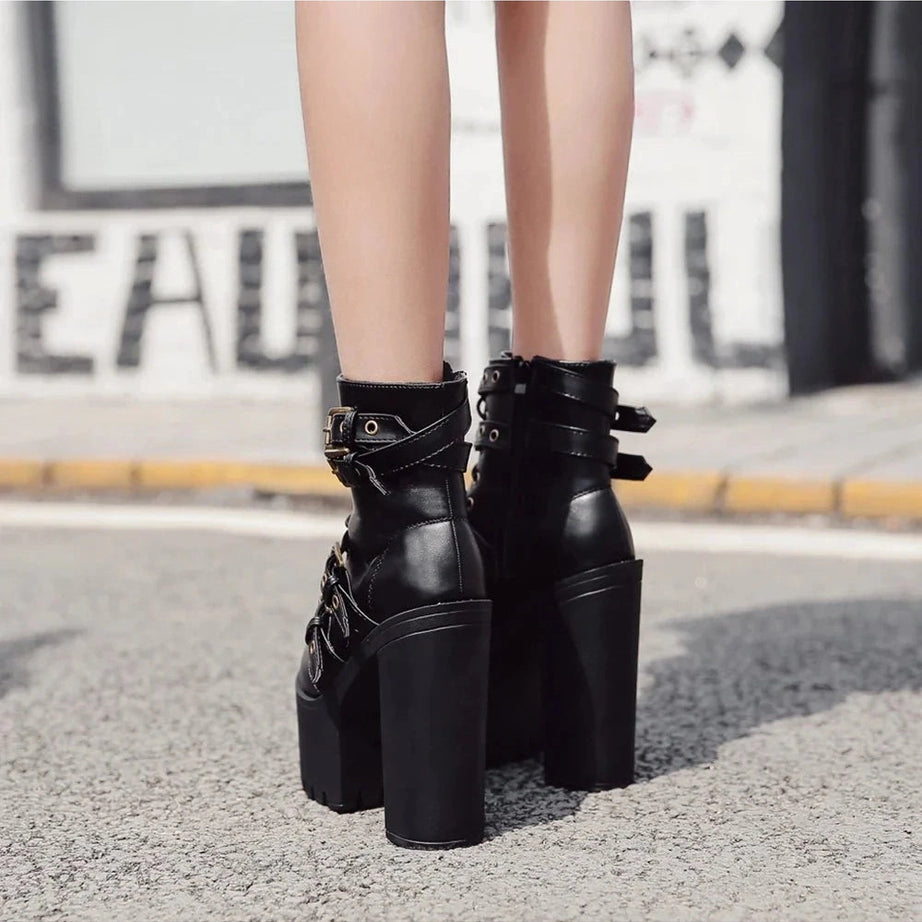Y2k Goth Platform Round Toe Women's Boots