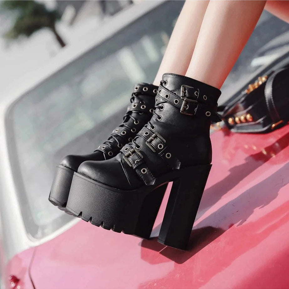 Y2k Goth Platform Round Toe Women's Boots