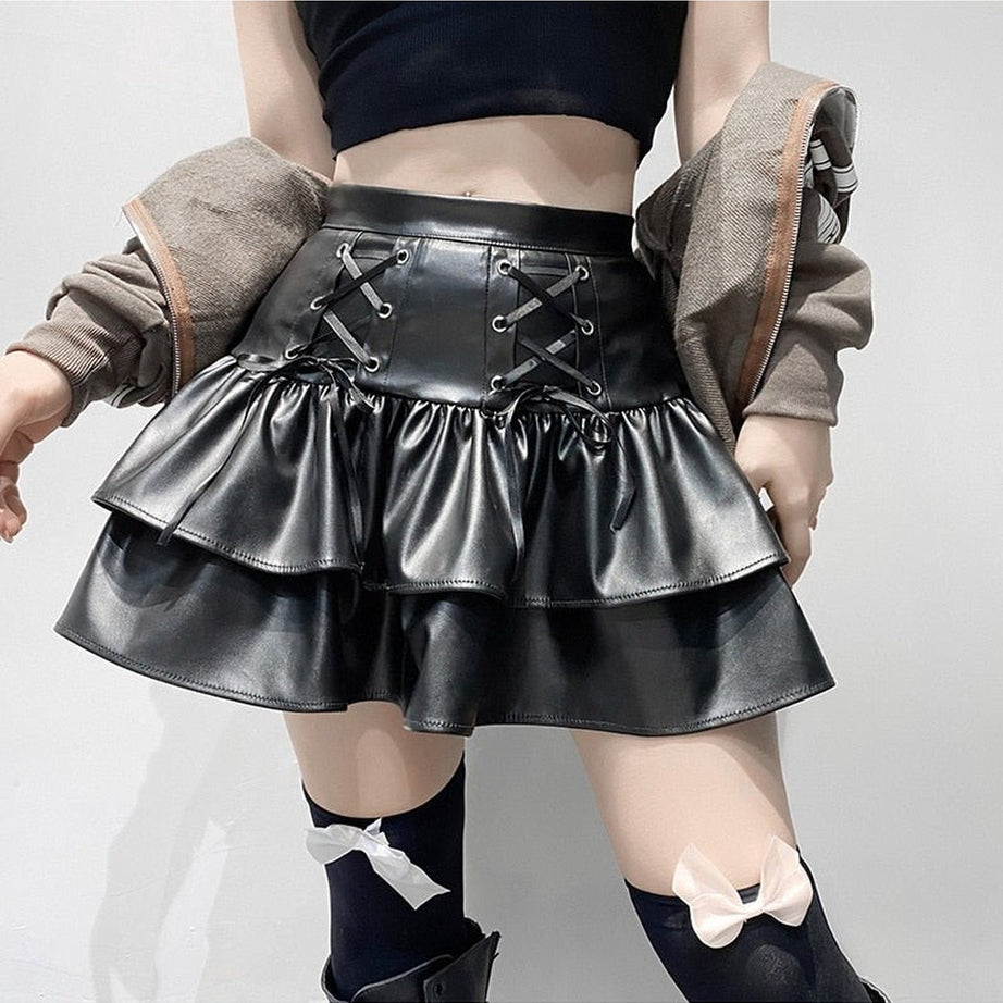 Y2k Goth & Punk PU Skirt