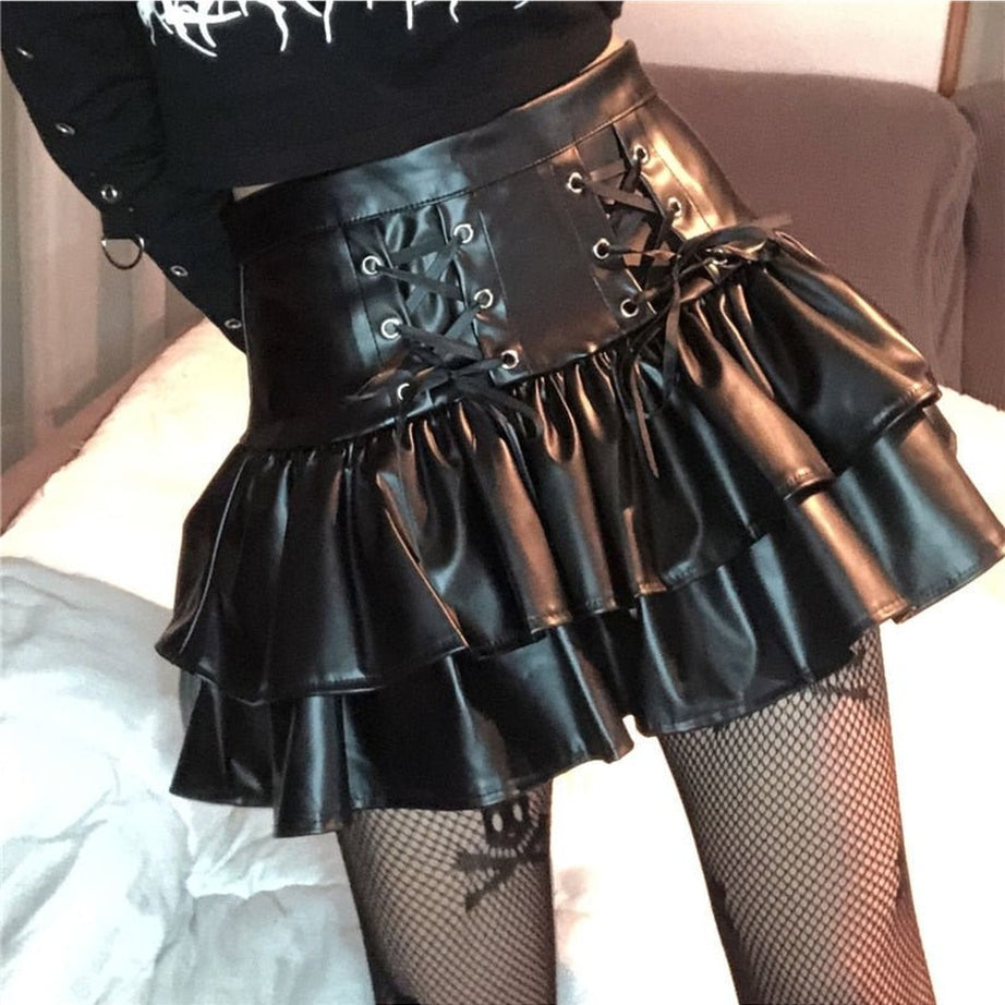 Y2k Goth & Punk PU Skirt