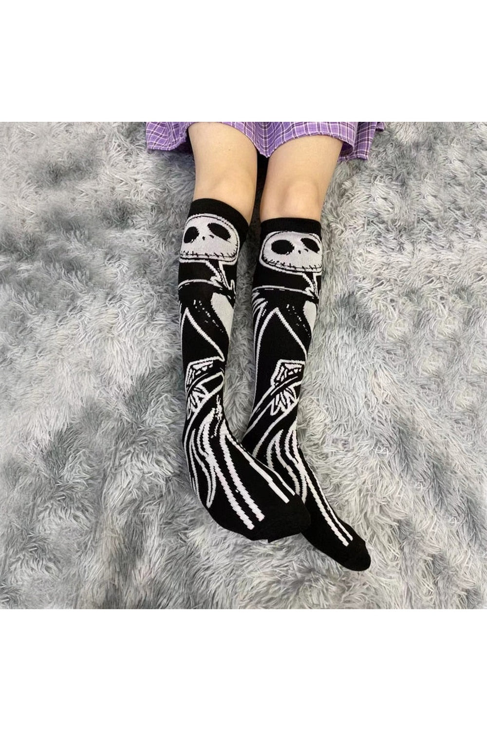Y2k Goth Skeleton Pattern Knee Socks