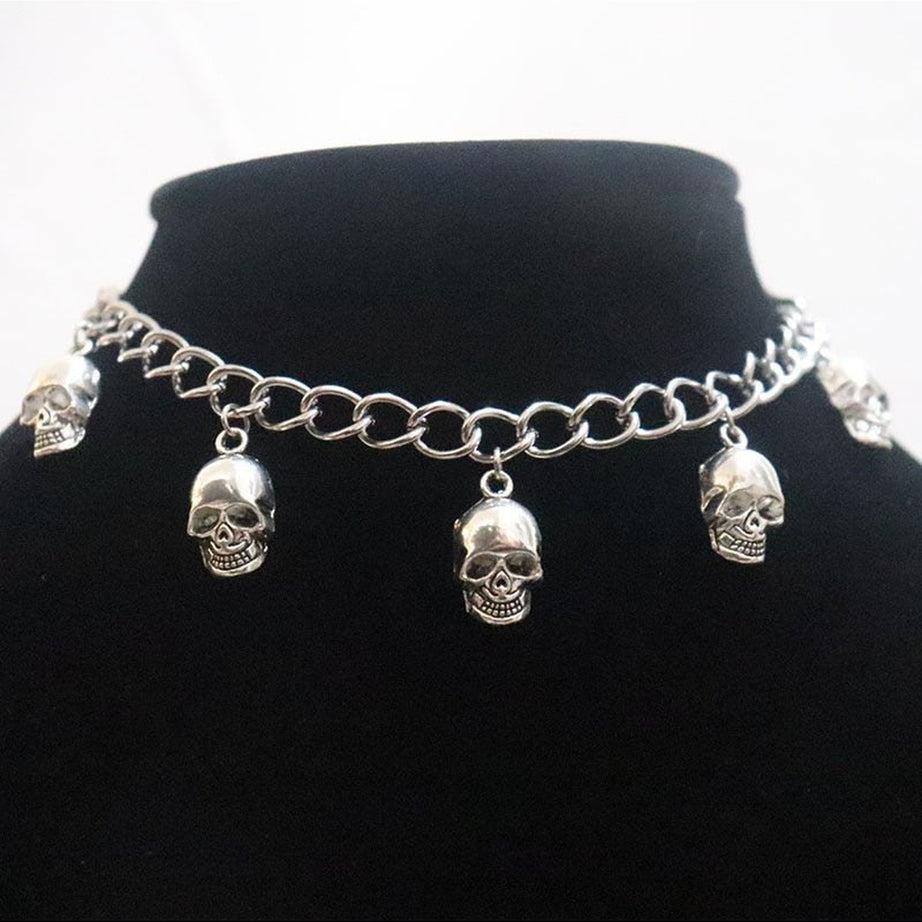 Y2k Goth Skull Metal Necklace