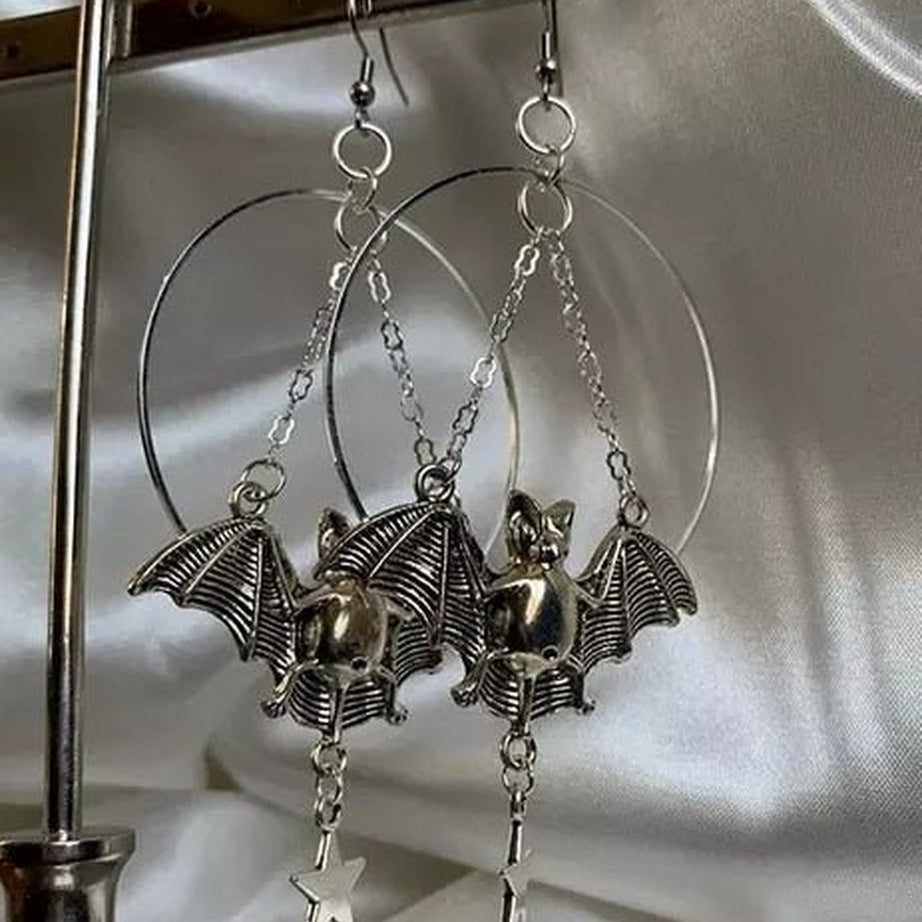Y2k Goth Star and Bat Dangles Earrings