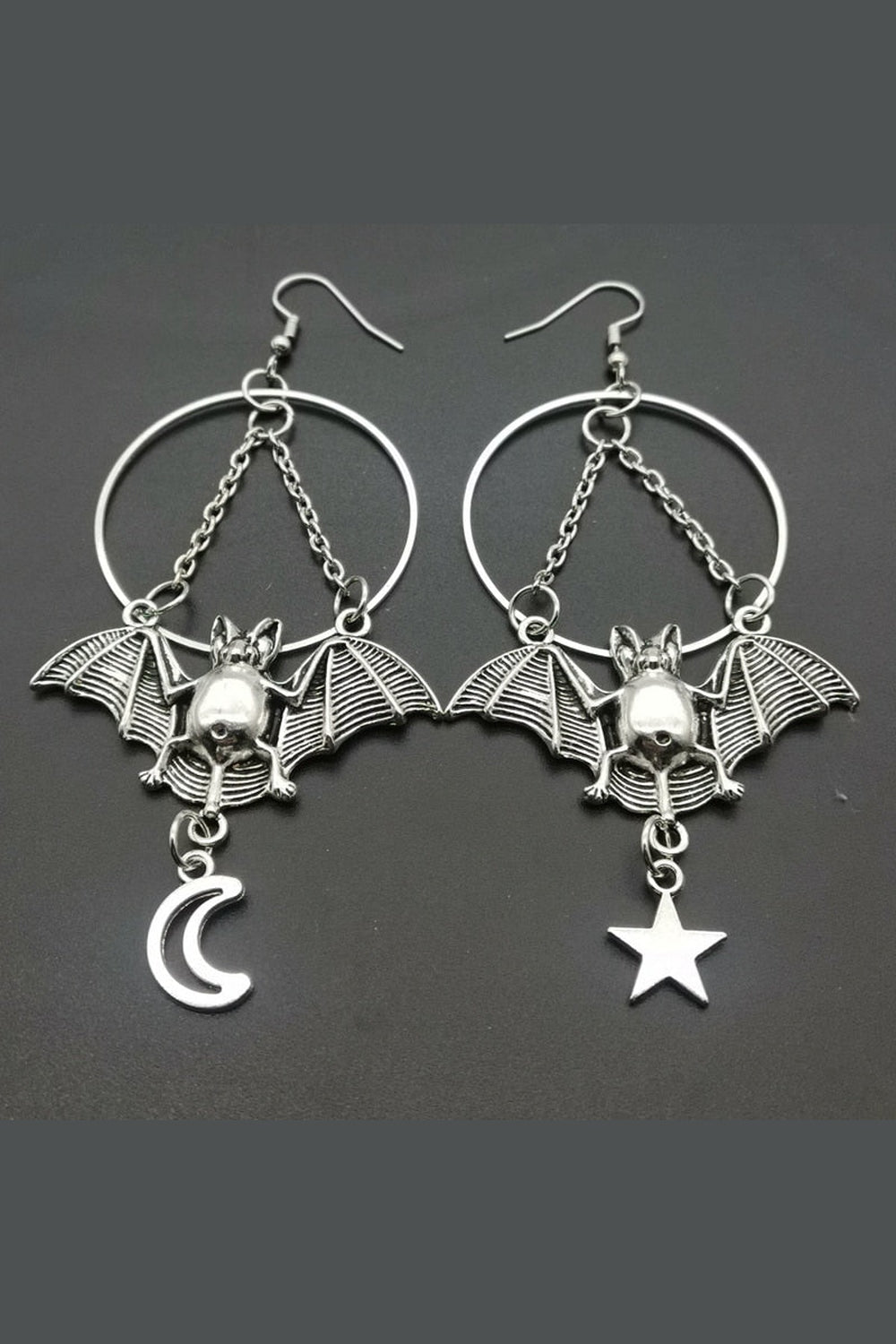 Y2k Goth Star and Bat Dangles Earrings